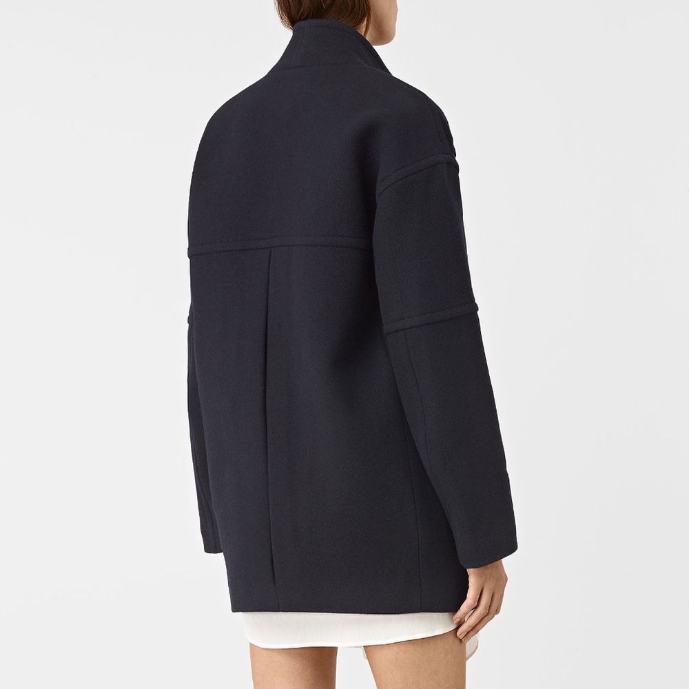 All Saints Black‎ Meade Torto Wool Blend Coat Womens - Picture 2 of 8